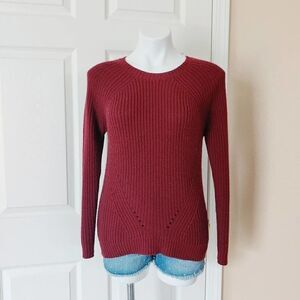 Sienna Sky ribbed burgundy pullover sweater sz M